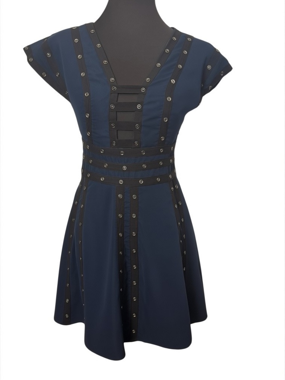 Zac Posen for Target Navy Fit-and-Flare Stud-Snap Detail Dress